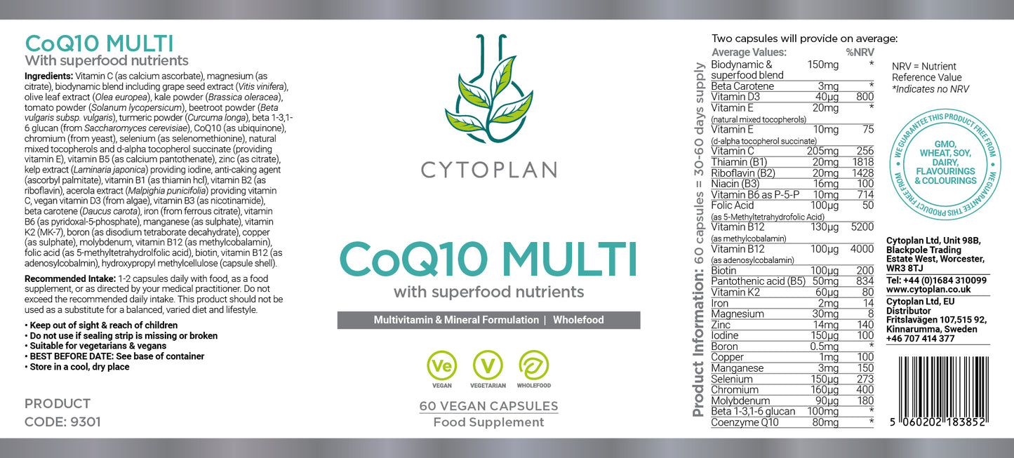 CoQ10 Wholefood multivitamin and mineral
