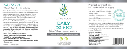 Lower potency Vitamin D3+K2 (60 capsules)
