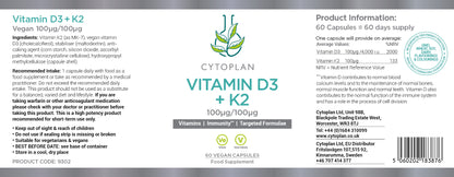 Vitamin D3+K2 Cytoplan (60 capsules)