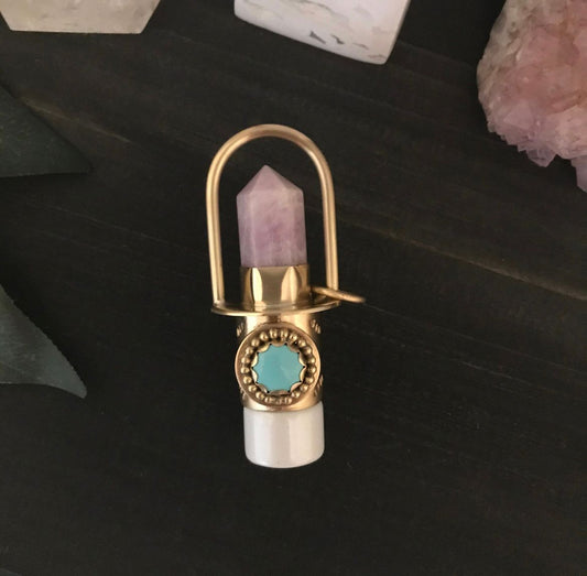Kunzite and Turquoise Essential Oil Necklace (1)
